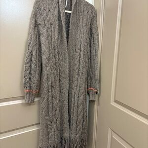 Free People Long Duster Cardigan XS Brown